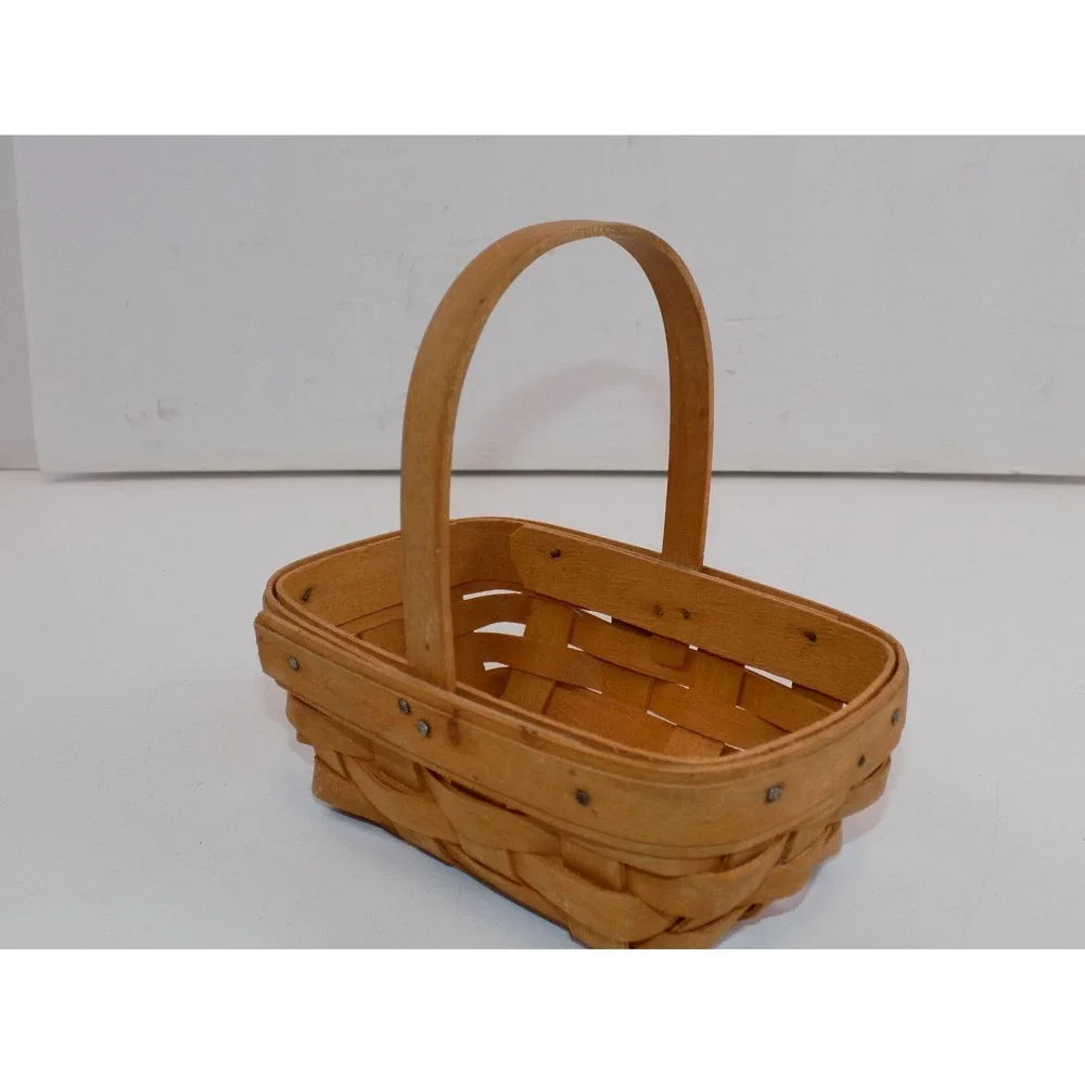 Parsley Booking Basket Woven Small Rectangle w/ Handle 1999 Longaberger Vintage